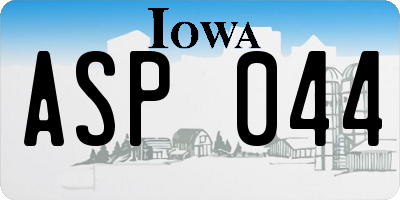 IA license plate ASP044