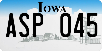 IA license plate ASP045