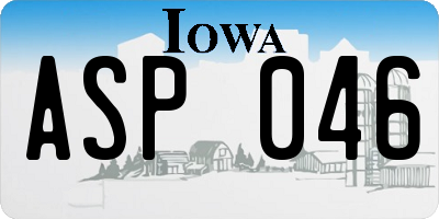 IA license plate ASP046