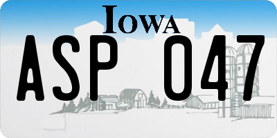 IA license plate ASP047