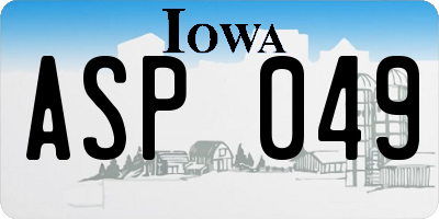 IA license plate ASP049