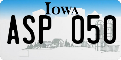 IA license plate ASP050