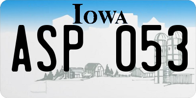 IA license plate ASP053