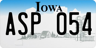 IA license plate ASP054
