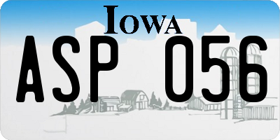IA license plate ASP056