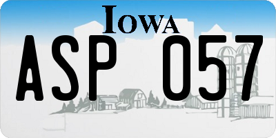 IA license plate ASP057