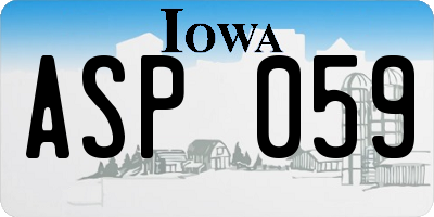 IA license plate ASP059