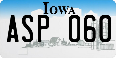 IA license plate ASP060