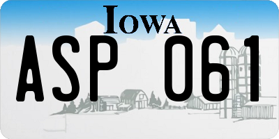 IA license plate ASP061