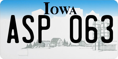 IA license plate ASP063