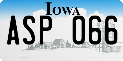 IA license plate ASP066