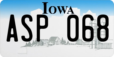 IA license plate ASP068