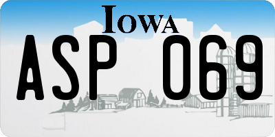 IA license plate ASP069