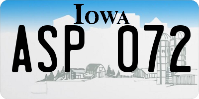IA license plate ASP072