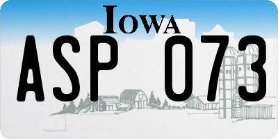 IA license plate ASP073