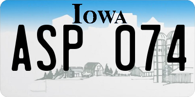 IA license plate ASP074
