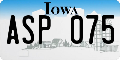 IA license plate ASP075