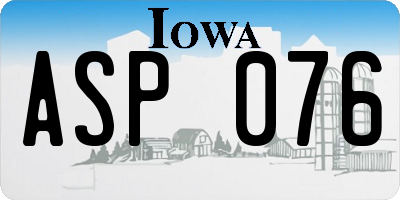 IA license plate ASP076