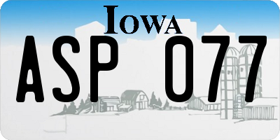 IA license plate ASP077