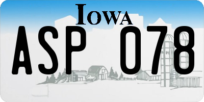 IA license plate ASP078