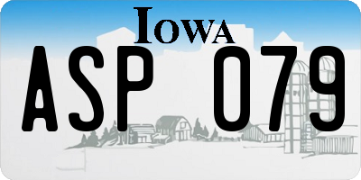 IA license plate ASP079