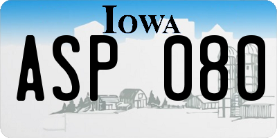 IA license plate ASP080