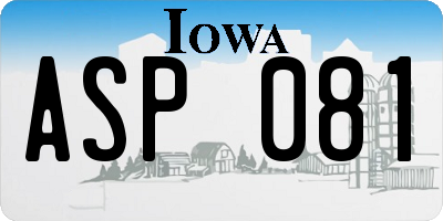 IA license plate ASP081