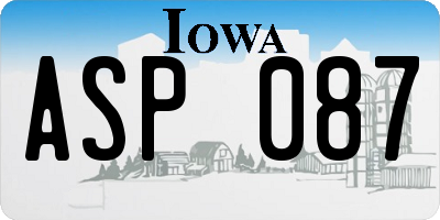 IA license plate ASP087