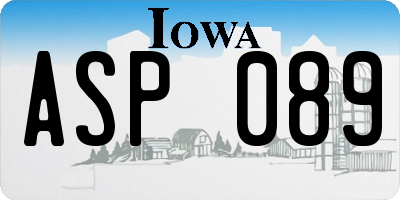 IA license plate ASP089