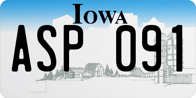 IA license plate ASP091