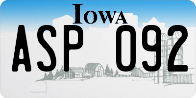 IA license plate ASP092