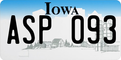 IA license plate ASP093