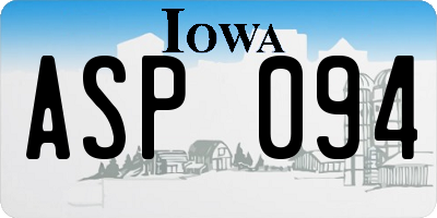 IA license plate ASP094