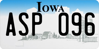 IA license plate ASP096