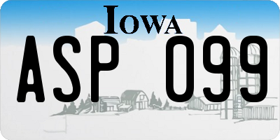 IA license plate ASP099