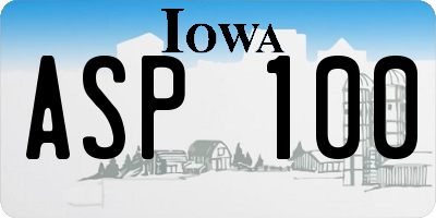 IA license plate ASP100