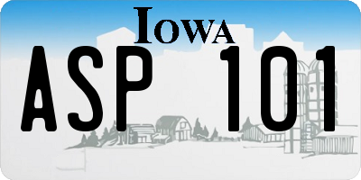 IA license plate ASP101