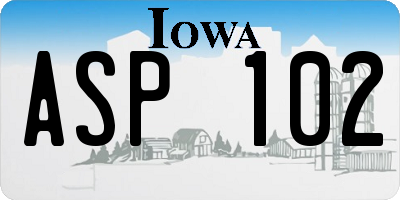 IA license plate ASP102