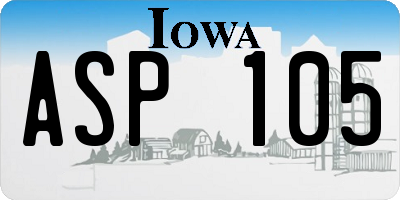 IA license plate ASP105