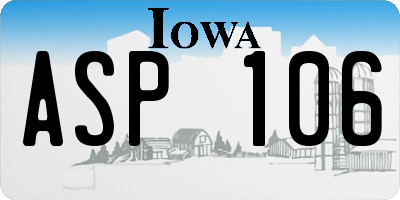 IA license plate ASP106