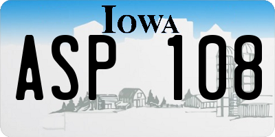 IA license plate ASP108
