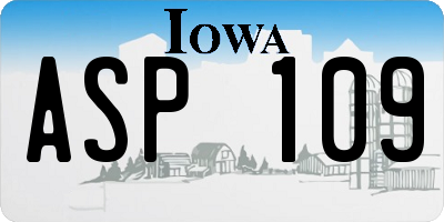 IA license plate ASP109