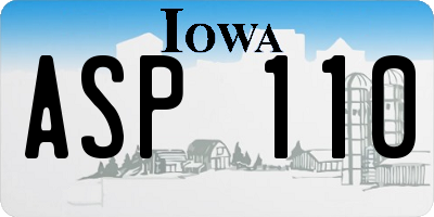 IA license plate ASP110