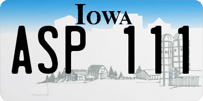IA license plate ASP111