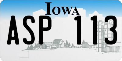 IA license plate ASP113