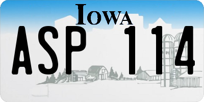 IA license plate ASP114