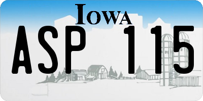 IA license plate ASP115