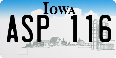 IA license plate ASP116
