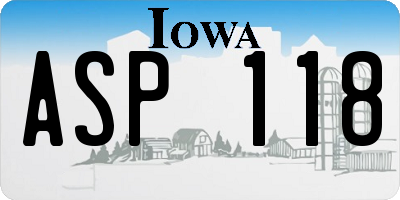 IA license plate ASP118