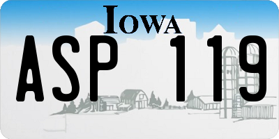 IA license plate ASP119